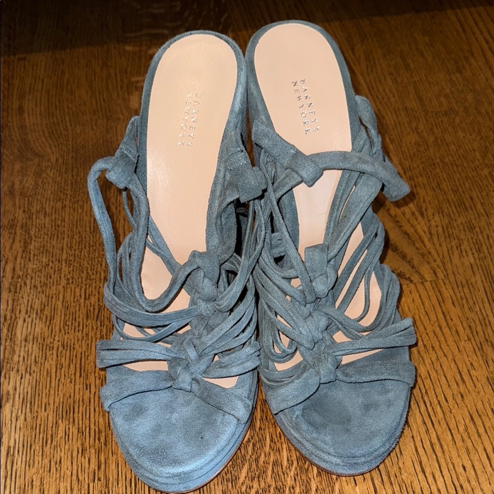 Barneys New York Blue Heels Strappy Design